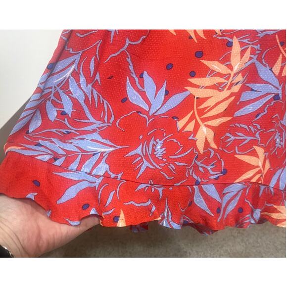 Lost + Wander Red Blue Floral Babydoll Smocked Dress Cottagecore Y2K Feminine M - Picture 4 of 9